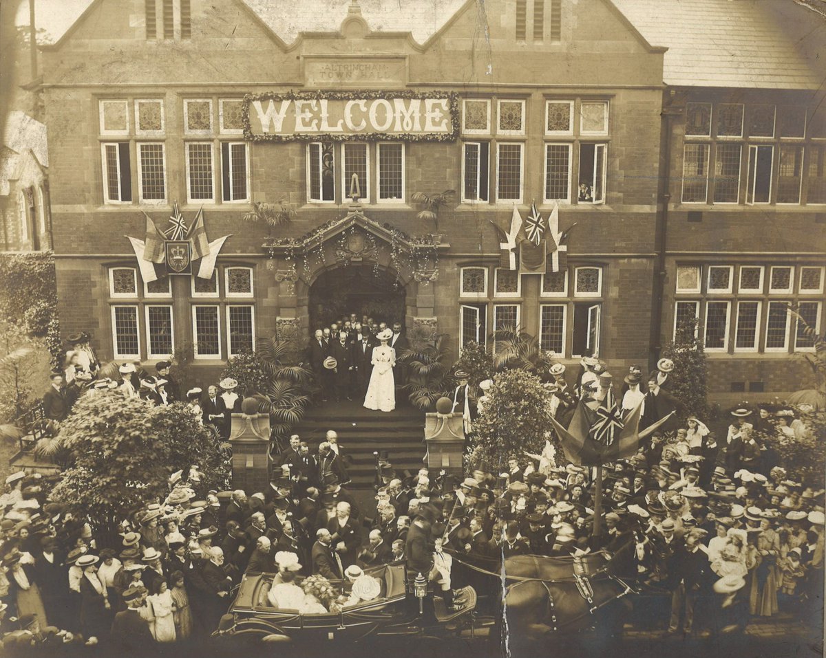 A beautiful donation to our #archive this week. We believe this photo shows the 9th Earl of Stamford arriving with his family at #Altrincham Town Hall as part of their formal Homecoming to Dunham Massey Hall in 1906. <a href="/DunhamMasseyNT/">Dunham Massey National Trust</a>