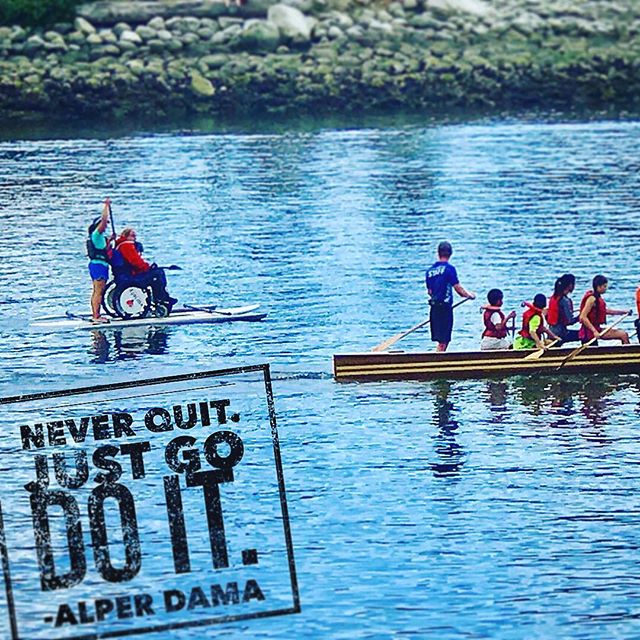 Never quit. Just go do it! A local youth paddling coach cannot hide his awe from the senior in a wheelchair enjoying his afternoon on a custom-made paddle board. Towards the end of my 4 hr walk, I happened to see an unusual vehicle gliding through False Creek from distance, and I