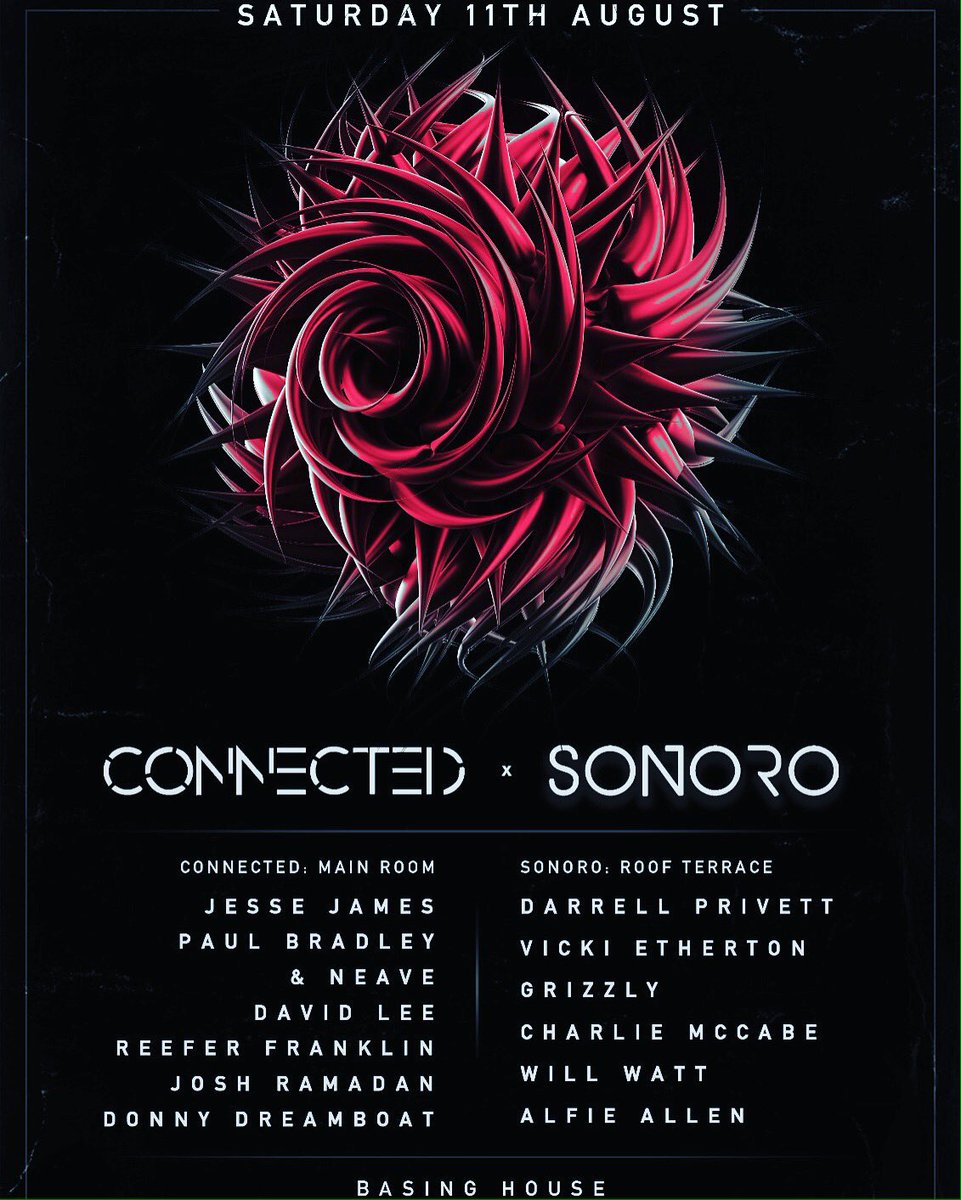 SATURDAY 11TH AUGUST 

We team up with <a href="/Connected1/">Connected.eth</a> at the famous <a href="/Basing_House/">Basing House</a> 💃🏻

TICKETS 👉🏻 tickettailor.com/events/sonoro/…