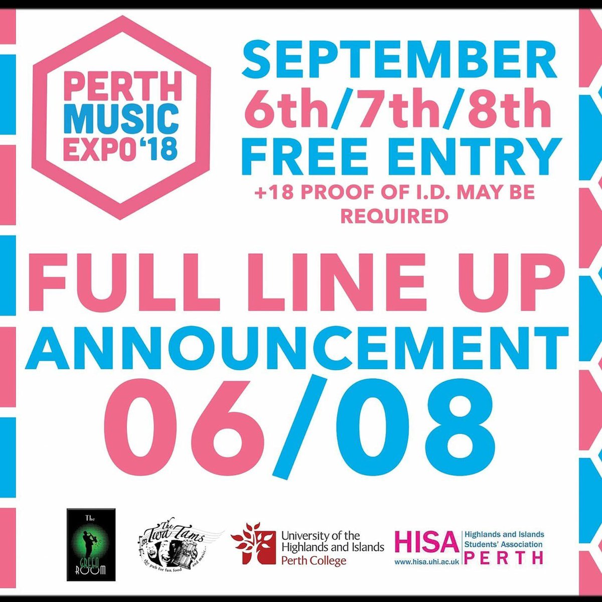 PerthMusicExpo's tweet photo. Perth Music Expo 2018 is here! 12 acts across 3 nights in Perth and all for 0 pounds! See you on 06/08...more to follow! https://t.co/fioSBgG1kH