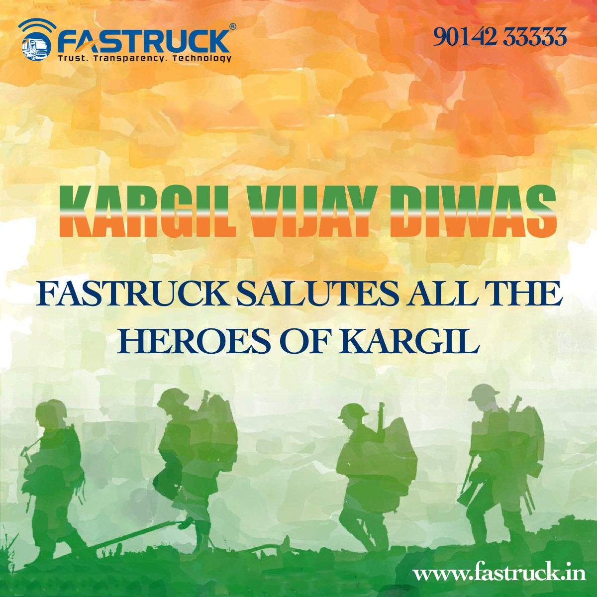 fastruckIndia's tweet photo. Lets Salute Our Brave Kargil Heros On This Day #KargilVijayDiwas #Fastruck #Trucking #Logistics #Transportation #SaluteHeroes https://t.co/fJw7Efa0UU