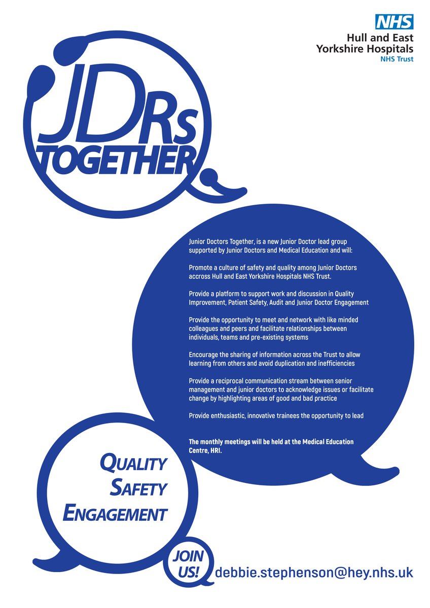 HEYNHSmec's tweet photo. We're very proud of our @JDrsTogether group- from August we will meet every month to
- Promote culture of safety
- Provide a platform for quality improvement
- Meet & network with peers
- Encourage sharing of info
- Raise opportunities to lead change
- & much more!
#F1Induction https://t.co/6e4qQl27mD