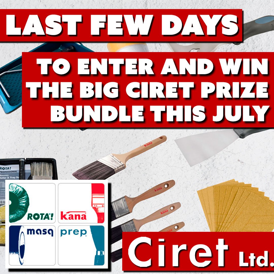 TRADE_decorator's tweet photo. ENTER TODAY AND DON'T MISS OUT ON THESE GREAT TOOLS.
https://t.co/aDqFVi3szP
@CIRET_UK #tradedecoratorcompetition #paintinganddecorating #decoratingtools #painter #decorator #decoratingcompetition https://t.co/H9SezwlU2a