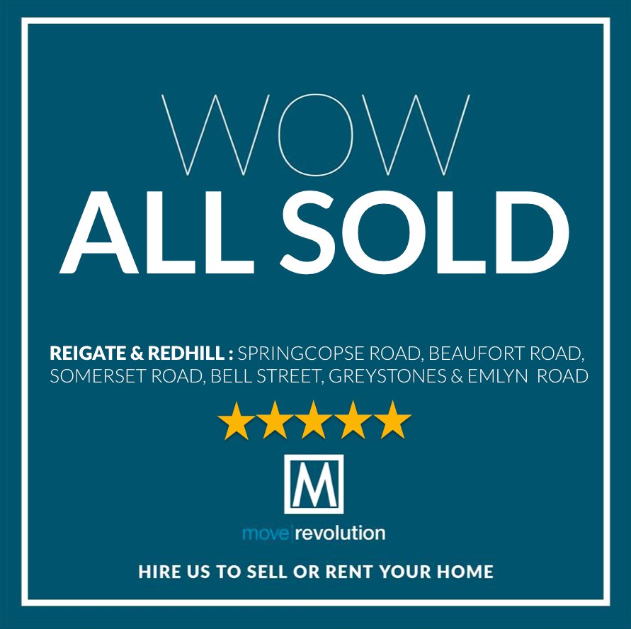 moverevolution's tweet photo. ALL SOLD - #OFFMARKET, one with another estate agent for 2 years - we sold in 2 weeks! To find out the #secretofoursuccess call our expert for #Reigate & #Redhill - Louise Simpson, Area Sales Manager on 01737 888220. #bookavaluation #therightprice #expertestateagent https://t.co/EWOdMmyFzC