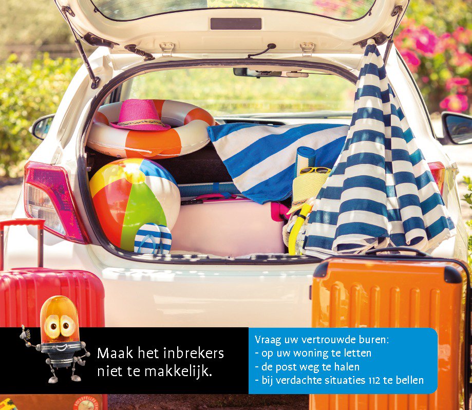 WB_Oost's tweet photo. Auto volgeladen, klaar voor vertrek! Check ramen en deuren voordat je gaat, zo ga je met een veilig gevoel op vakantie! Meer tips: https://t.co/5RBXIwDvsl. #boefproof #maakhetzeniettemakkelijk ?#zomervakantie https://t.co/UYNxJCHWLH