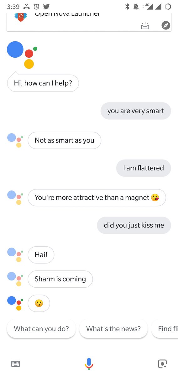 RjAkhilKanpur's tweet image. When @Google Assistant flirts with you! @sundarpichai 😉 #GoogleAssistent