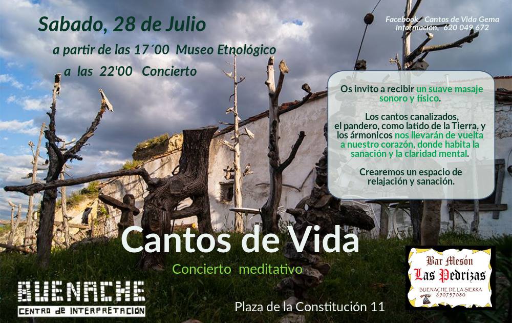 El próximo sábado 28 de julio concierto meditativo en el Mesón Las Pedrizas. Estáis tod@s invitados. Sana el verano y relájate en Buenache de la Sierra.
#Cuenca #buenachedelasierra #Concierto #Meditacion #MesónLasPedrizas #Relajación #Verano2018