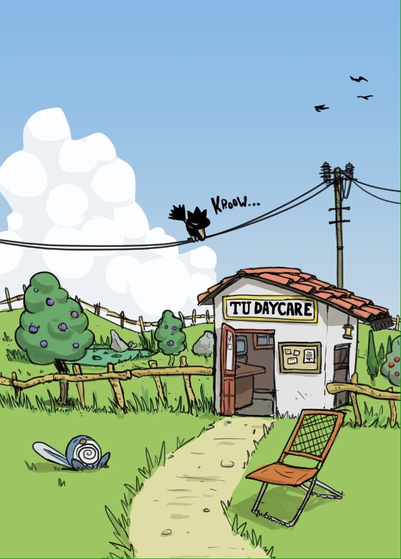 Some <a href="/pkmnPR/">Phoenix Rising</a> pokémon daycare concept art sketch.