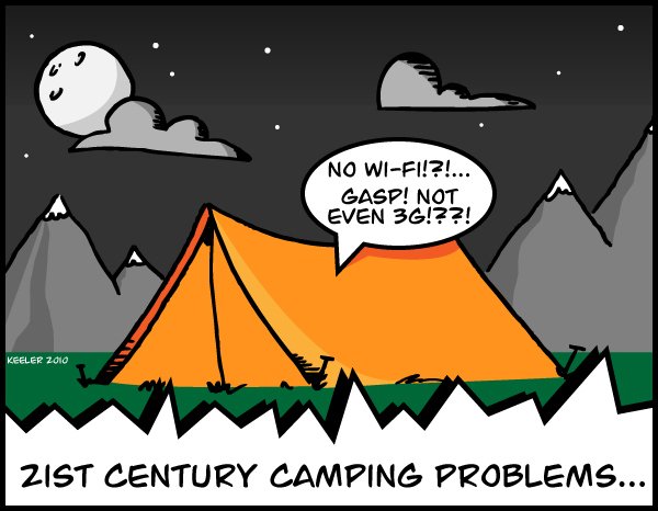 You really don't need wifi or 3G.. but you do need our modular flashlight. 😉 🔦⛺
We are launching soon and be the first to know: bit.ly/2LD8o8k 
(comic by Keeler)
#kickstarter #modular #flashlight #camping #outdoorgear #tech #summer #nature #adventure