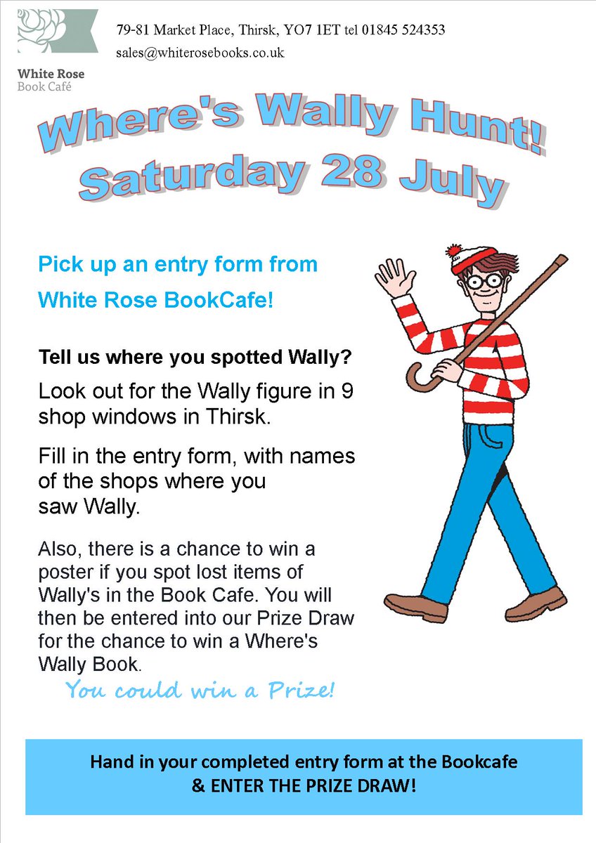 Kids will love our Where's Wally Hunt this Sat 28 Jul! come on down &amp; join in the fun. <a href="/Thirskinfo/">Thirsk Tourist Info</a> <a href="/thirskhour/">Thirsk Hour</a> <a href="/NorthEastHour/">#Northeasthour</a> <a href="/TourismNYorks/">Tourism Association North Yorkshire (TANY)</a> <a href="/NYMoorsCoastNT/">NY Moors & Coast NT</a> #thirsk #kidsholidays #summerholidays