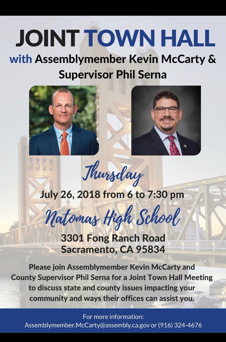 MayorMcCarty's tweet photo. Join Supervisor #PhilSerna and I tonight for an engaging Town Hall. Bring your questions, ideas and insight! https://t.co/QAxEoM2MDZ