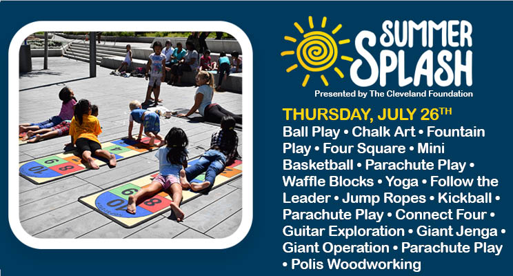 CLEPublicSquare's tweet photo. Stretch with your children and move your bodies in The Square with Summer Splash presented by The Cleveland Foundation! #SummerSplashCLE https://t.co/BneTJrzzXG