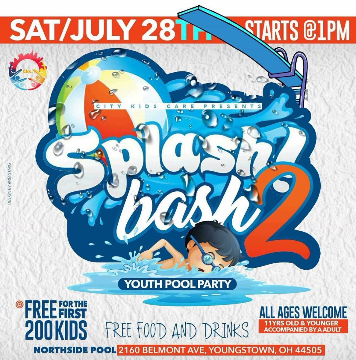 CityKidsCare's tweet image. Saturday it’s 78 degrees and ☀️ this Saturday!!! Splash Bash 2!Youth Pool Party! #CityKidsCare #FreeEvent