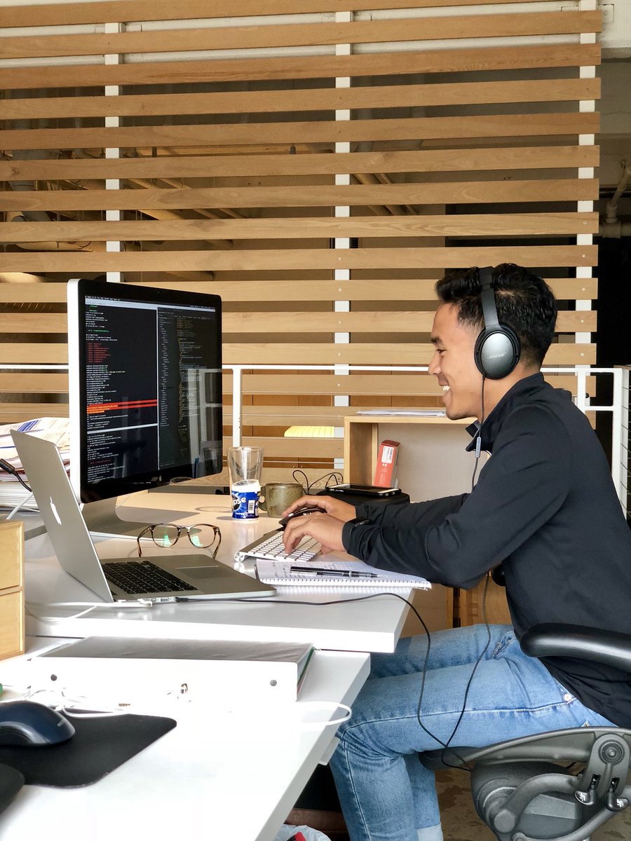 bswingdesign's tweet image. Happy #NationalInternDay to our fearless Development Intern, Alex! Here he is, in his natural habitat, coding away! #codingispower