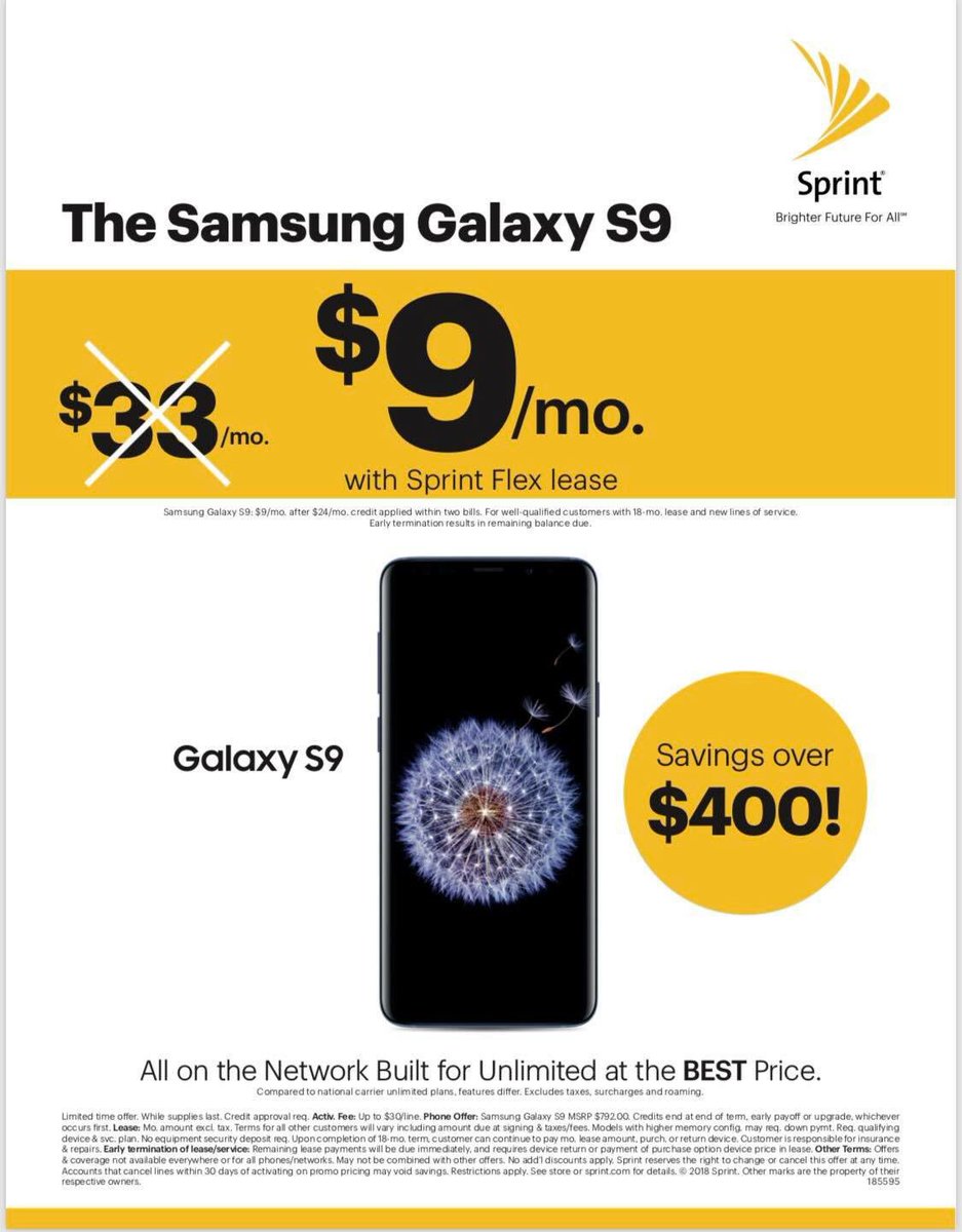 SprintTC's tweet photo. Stop in to our location in the @TownCenterPlaza to add a line or switch to Sprint and you can get the S9 for JUST $9/month! Offer only good for a limited time! https://t.co/d6WkfaaJOK