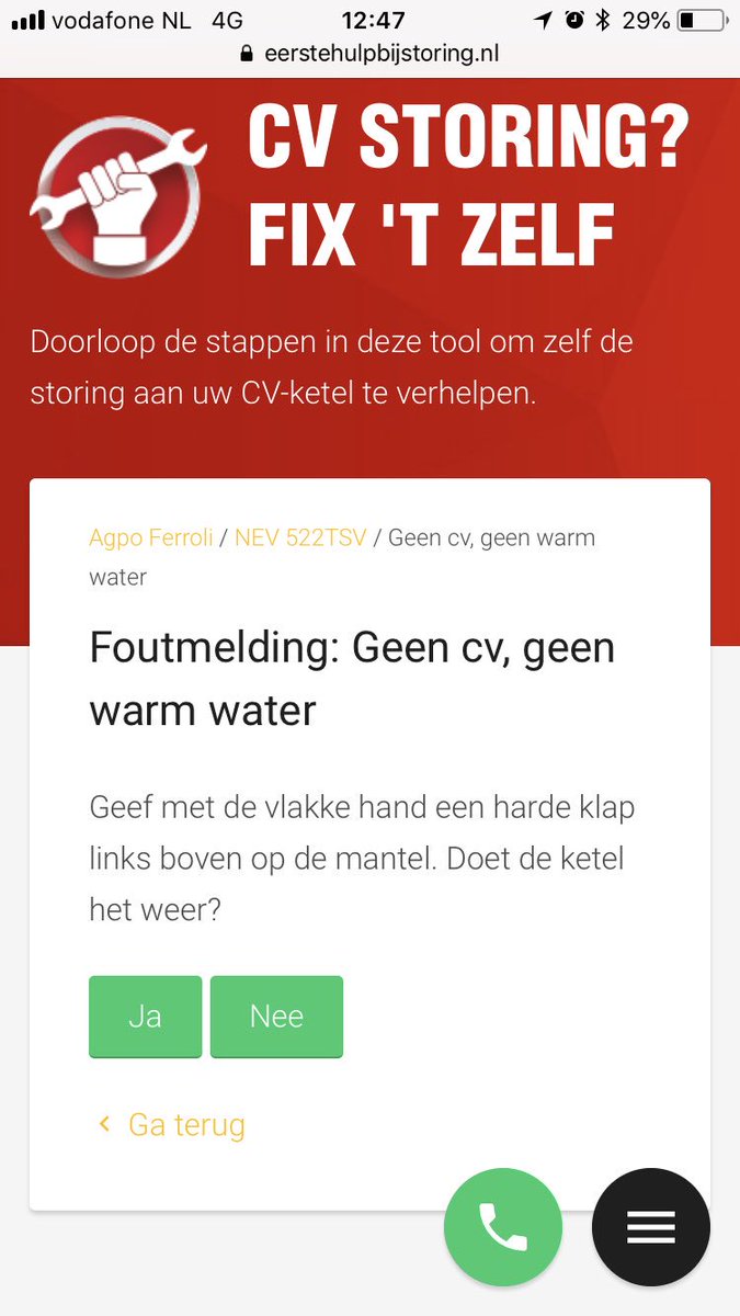 Klant had eerst zelf even op internet gekeken, daarna toch maar even de echte installateur gebeld... website voor <a href="/teundebeun/">Teundebeun</a> ??