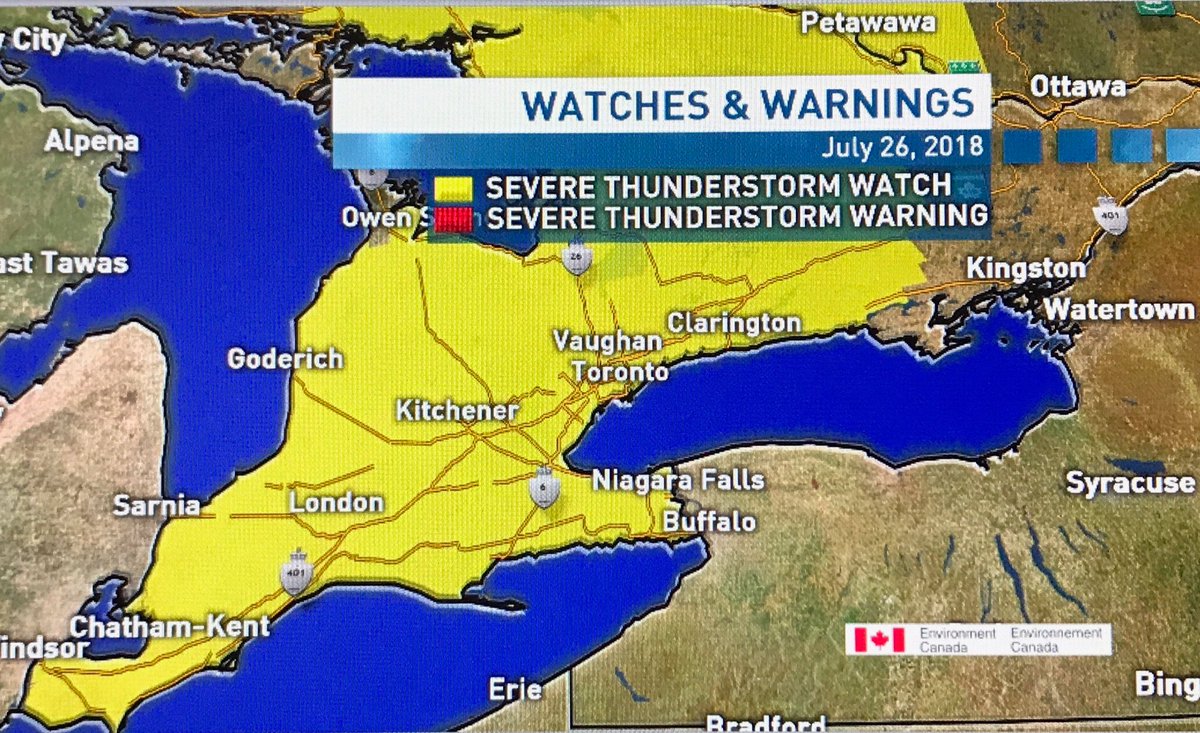 ICYMI: Severe T-Storm Watch for #southernOntario includes the #GTA : expect scattered storms developing thru this afternoon and early evening with gusty winds, heavy downpours, lightning, small hail ⁦<a href="/CBCToronto/">CBC Toronto</a>⁩ ⁦<a href="/CBCHereandNow/">CBC Here and Now</a>⁩ ⁦#onwx
