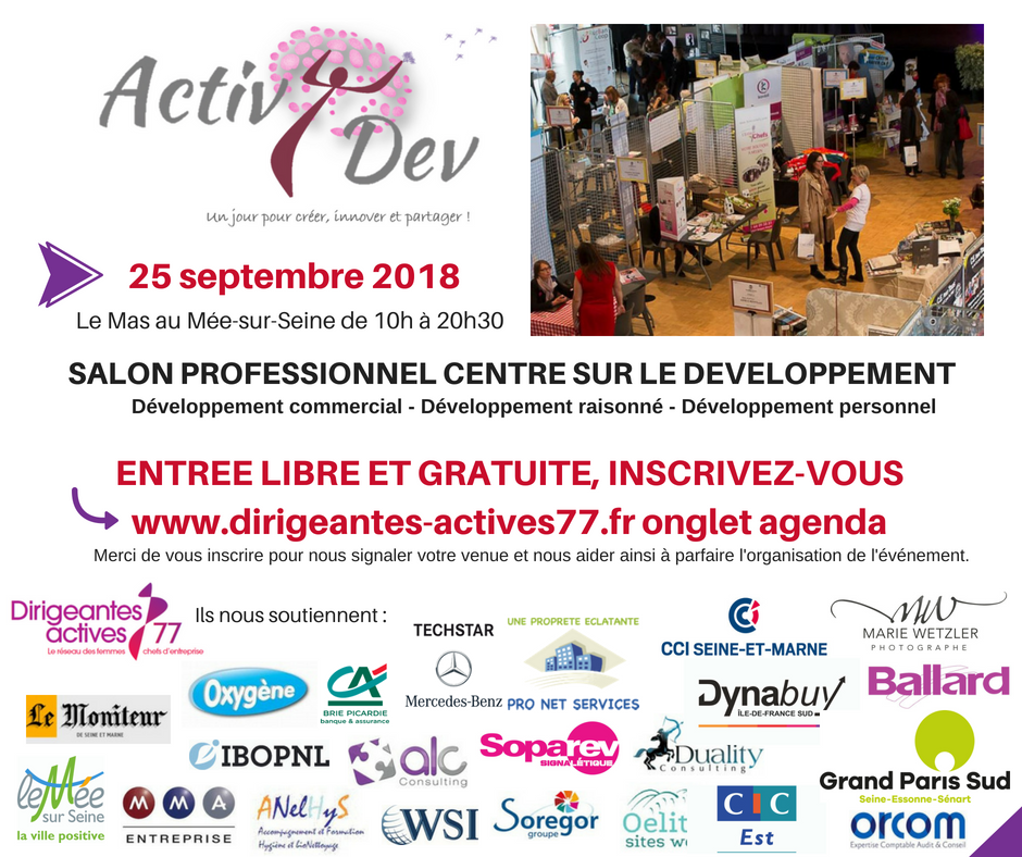 crousseau199's tweet photo. Salon ACTIV'DEV ➤ Entrée libre et gratuite - 25 septembre 2018 de 10h à 20h30, Le Mas au Mée-sur-Seine.
Inscrivez-vous sur https://t.co/EieTYKoaeP https://t.co/psO689o3vZ