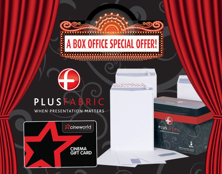 Make this summer a blockbuster!
Claim a #FREE £10 Cineworld gift card with every purchase of featured Plus Fabric envelopes!

ow.ly/Oyle30kRl3t