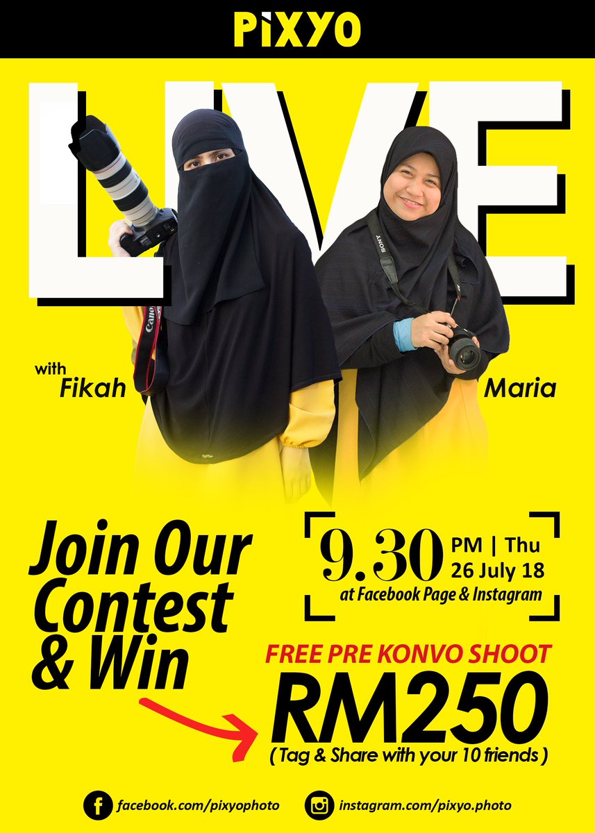 Pixyo2's tweet photo. gaiss ready dah untuk live contest pertama kami? cepat RT HADIAH FREE PRE-CONVOCATION PHOTOSHOOT untuk dimenangi!!!!

#convocation
#photoshoot
#photography
#pixyophoto
#universiti
#studentslife
#jurugambar
#livecontest
#contest https://t.co/Pgy9j8Mi3E