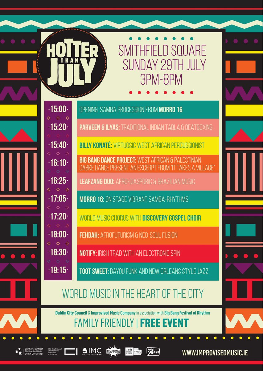 Here's the lineup for #HotterThanJuly 2018 featuring an array of great music and dance acts from around the world! Hotter than July is a FREE event on this Sunday at <a href="/SmithfieldSq/">Smithfield Square</a> - don't miss it!