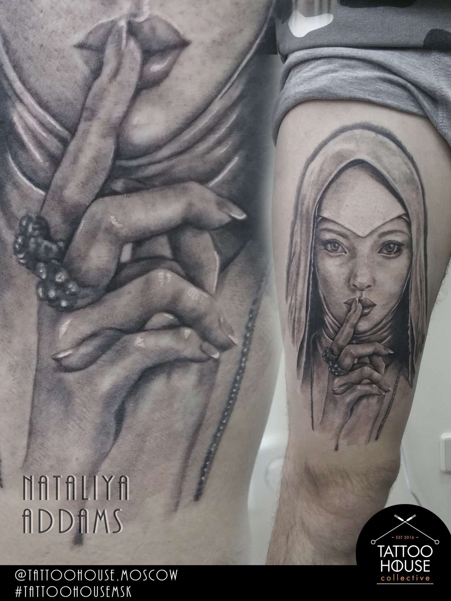 Тату монашка на ляшке
