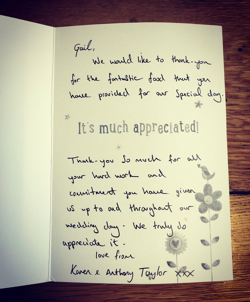 We have received a lovely thank you card from Karen and Anthony who were married last weekend at the lovely <a href="/Allingtonmanor/">Allington Manor</a> #Homemade #Wedding #Catering