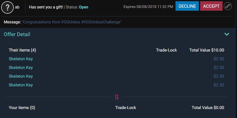 ThinkNameSad's tweet photo. Thank you @VGOUnboxCom for the keys:D btw i didnt win giveaway i opened 3 and they had a challenge #VGOUnboxChallenge https://t.co/RdTpRNcWSf