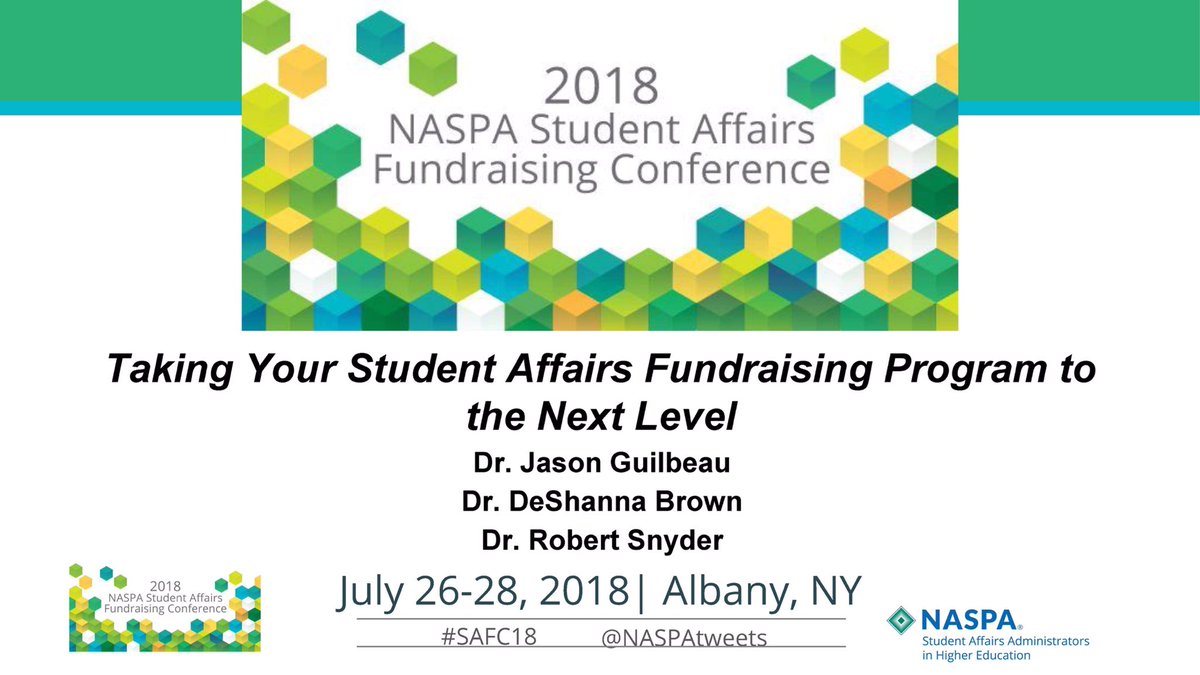 robertssnyder's tweet photo. Back at @ualbany to rep @GWtweets in presenting “Taking Your Student Affairs Fundraising Program to the Next Level” pre-con with #SAPro colleagues from @LSU and @floridastate @NASPAtweets Student Affairs Fundraising Conference. Thanks for the invite! #SAFC18 https://t.co/R7XPtMyAhk