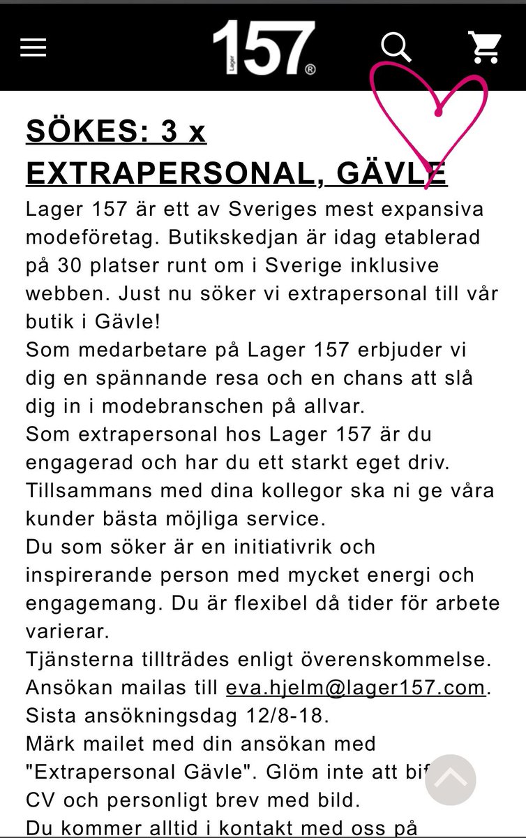 elinadell's tweet photo. Vi söker nu 3st extringar till Lager 157 i Valbo! Retweeta gärna😃 https://t.co/yEvhCYuIyc
