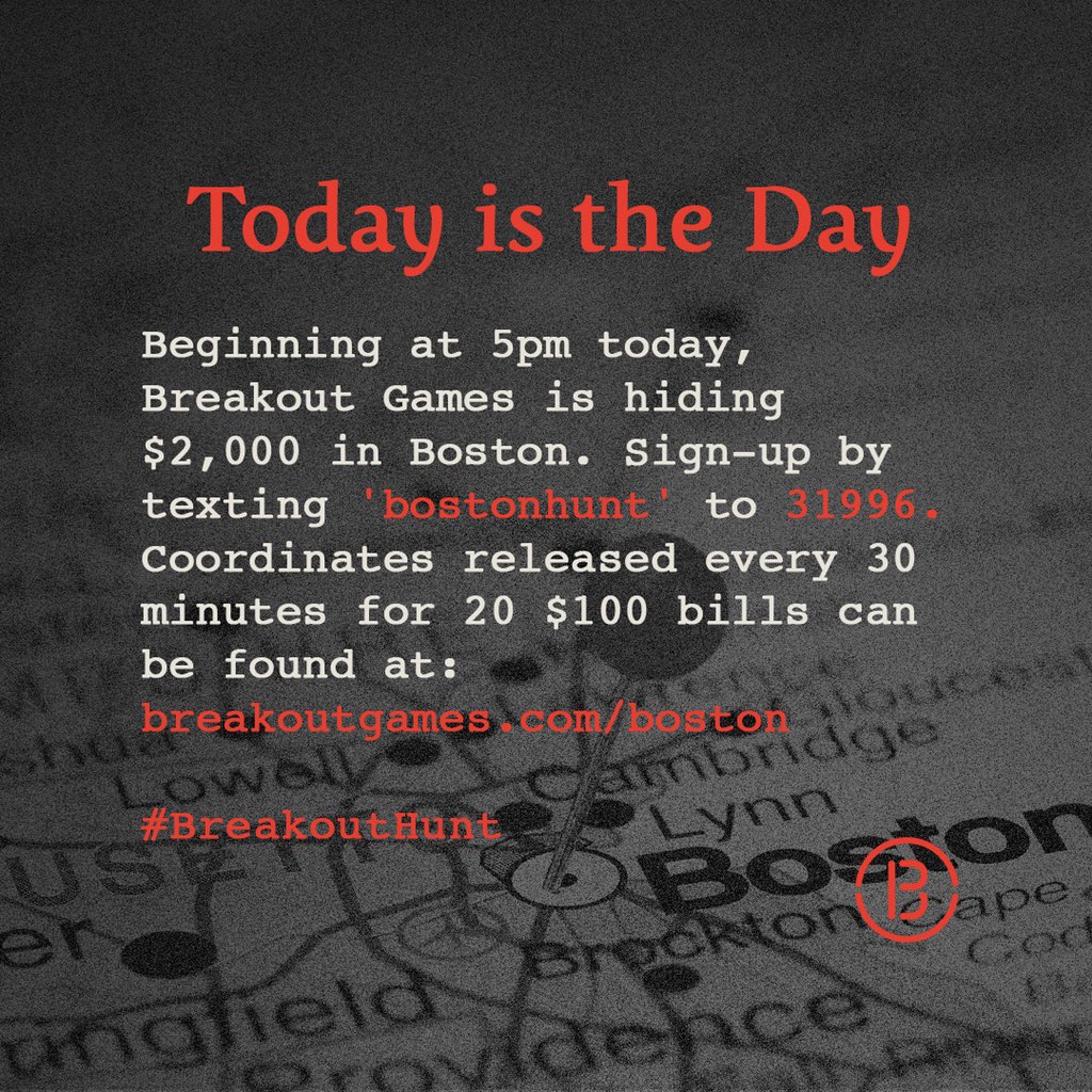 UpperCrustPizza's tweet photo. Todayβs the day! Join @breakoutgames around Boston to win π°πΈπ΅! Our hint: there might be a $100 hidden close by our @uppercrustpizza in Beacon Hill! π Good luck! #Boston #breakouthunt #UpperCrust https://t.co/9xzM7XF0Nd