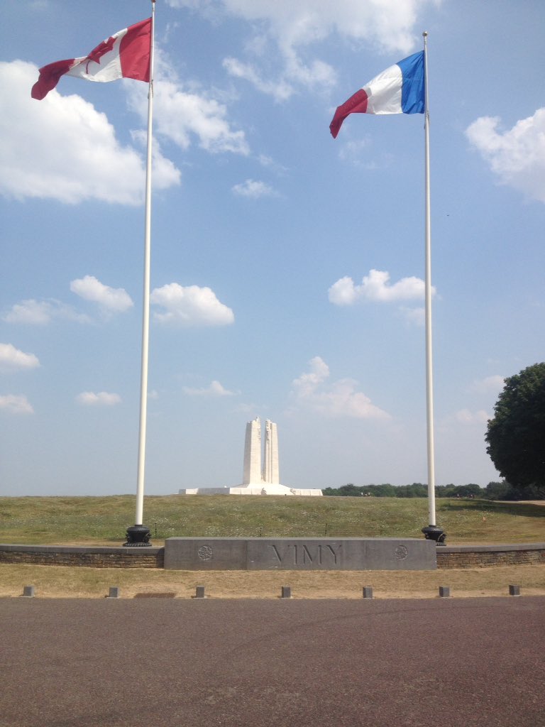 378ATC's tweet photo. So we've just come away from the memorial at Vimy Ridge, where 4 divisions of Canadian forces fought over a four mile front for six days. The memorial commemorates the 60,000 Canadian soliders with no know grave after the battle of Aaras. A Turly epic place #mannock100 https://t.co/EpShj2IJOK