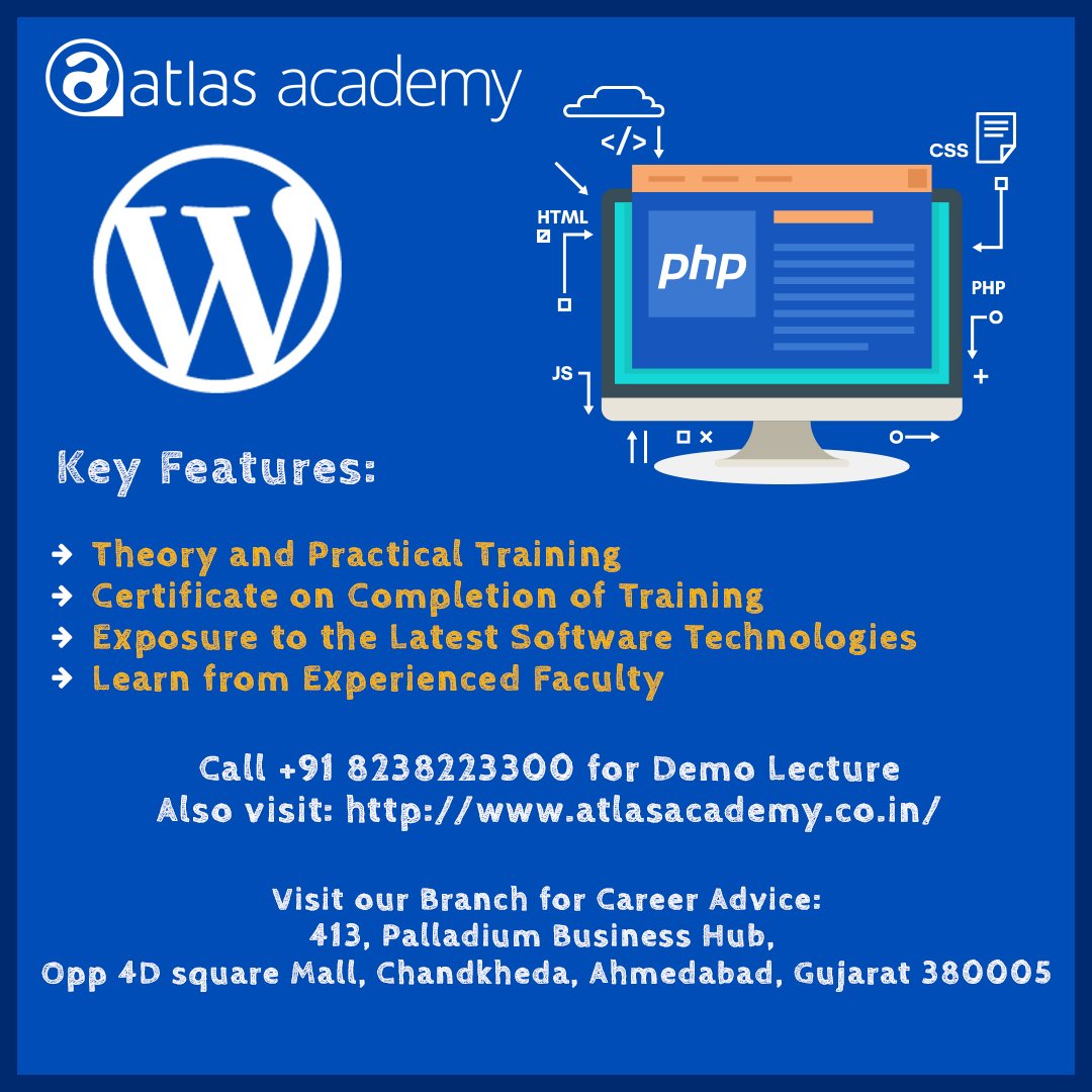 join Atlas Academy as we start a new batch on 30th July 2018 and become a Wordpress Developer!.. #PHP #QA #Joomla #WordPress #SEO #Magento #Drupal #IT #Training #Class #Project #Liveproject