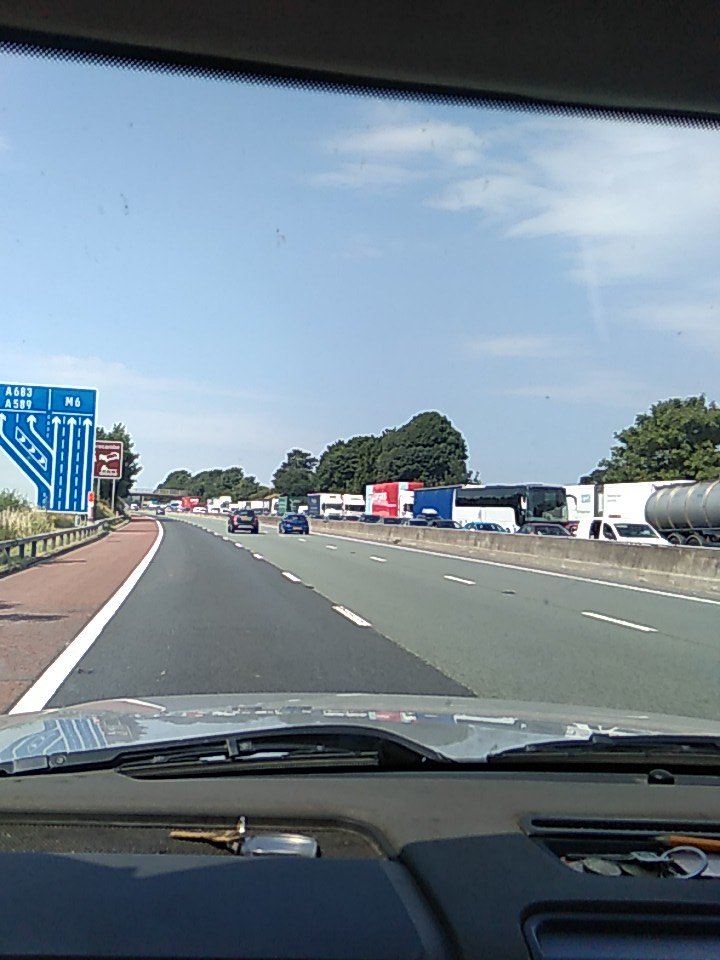 mhamusements's tweet photo. Avoid #m6 #blackpool #lancaster #gridlock nearly 3 hours to g https://t.co/E1DwGkJawi