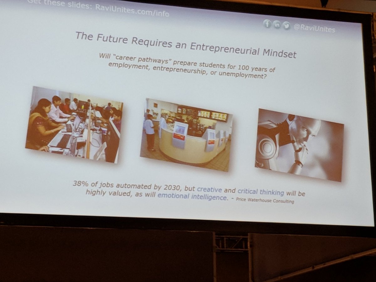 DianeBHatfield's tweet photo. Ravi @KASAEdLeader very thought provoking!#MustTeachAgility #PersonalizedLearning #FutureRequiresEntrepeneurialMindset #PowerInEducation #kasa2018 @NKCESKids1st https://t.co/z0yKgPeJG2