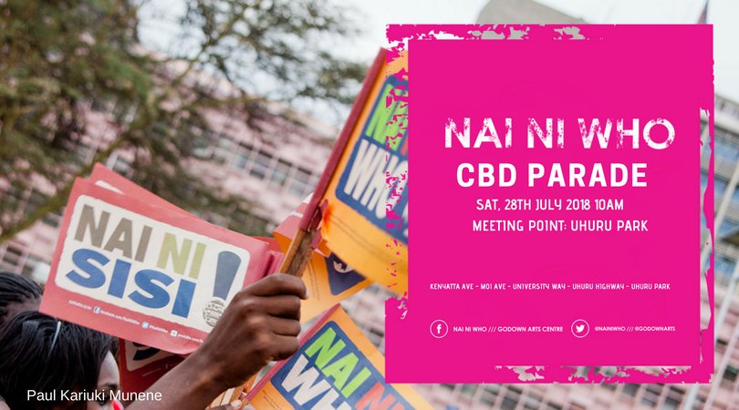 NaiNiWho's tweet photo. Nairobi! Come parade with us through the CBD this Sat, 28th July from 10am. We meet at Uhuru Park &amp; march with the Administration Police Band through Kenyatta Ave,Moi Ave, University Way, Uhuru Highway &amp; back to Uhuru Park. Tell a friend &amp; join us for this walking party #NaiNiWho https://t.co/bFZ0jmbi62