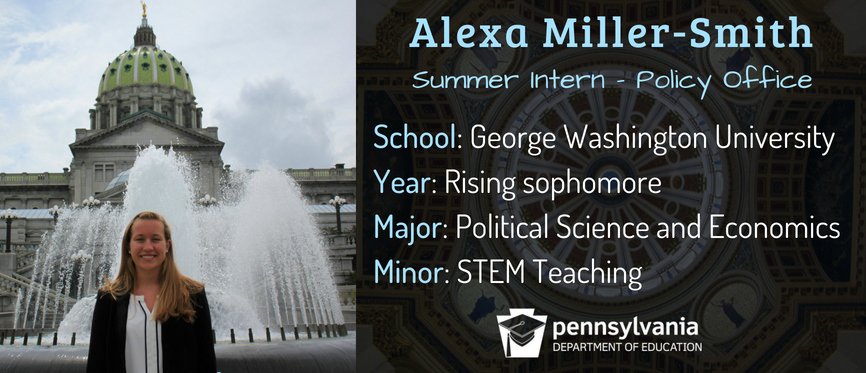 PADeptofEd's tweet image. Today is #NationalInternDay! Meet Maddie (a future freshman at @DrexelUniv) who’s interning in our web office + Alexa (a rising sophomore at @GWtweets) who’s interning in our policy office – they’re doing great work and we’re #PAproud of them! #PASummerInterns