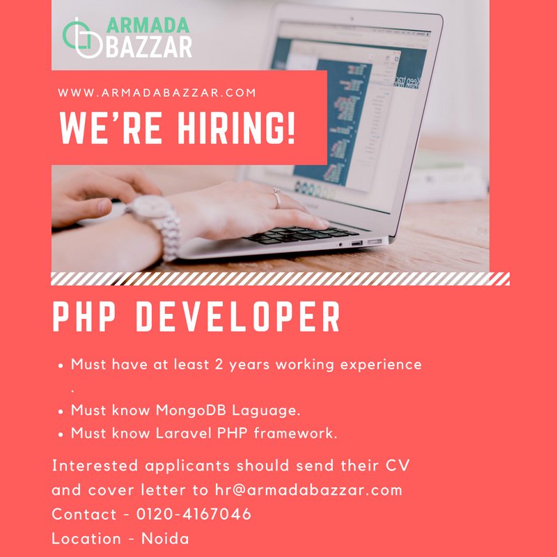 armadabazzar's tweet image. We Are #Hiring for Php Developers
Interested applicants should send their CV and cover letter to hr@armadabazzar.com
Contact- 0120-4167046
Location- Noida
#jobs #phpdevelopersjob #mongodb #phpframework #noida