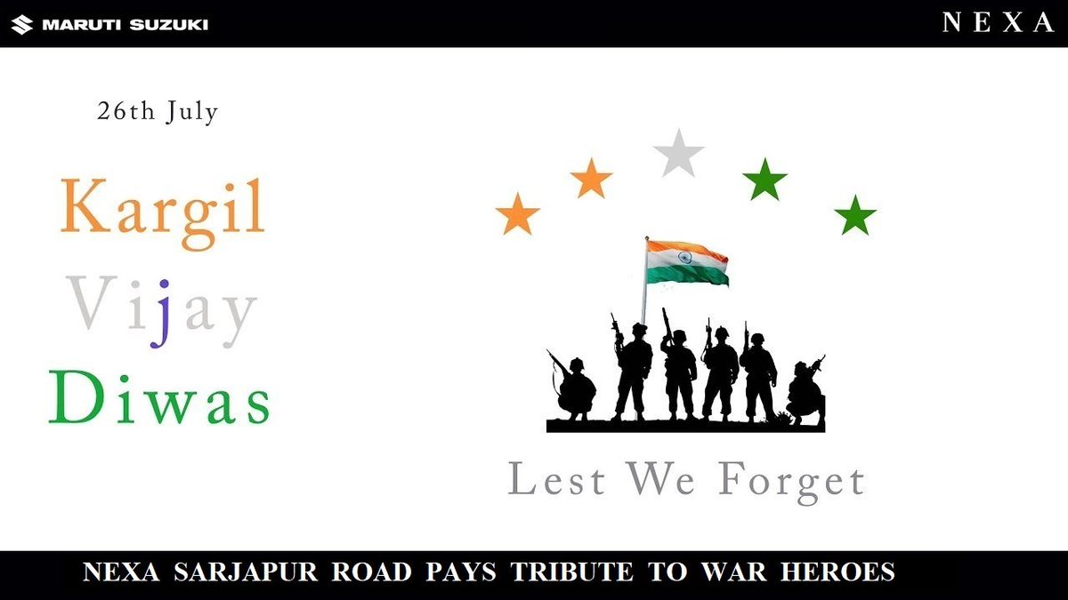 NEXASjpRoad's tweet photo. This #KargilVijayDiwas NEXA SARJAPUR ROAD PAYS TRIBUTE TO WAR HEROES.....!!!! https://t.co/WIfQ80r396