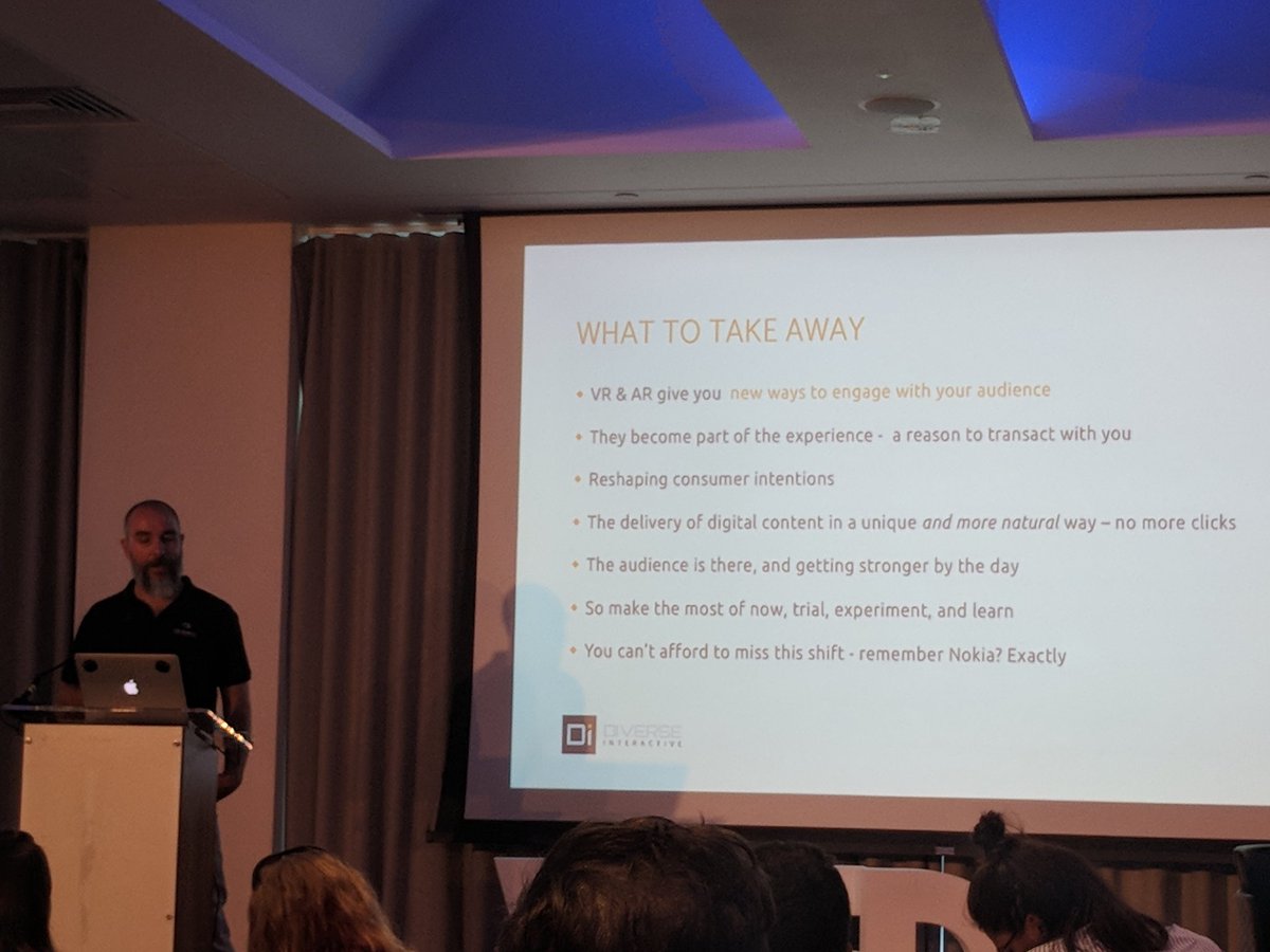 finlayedridge's tweet photo. Here's what you need to know about #VR and #AR says Chris Elson of Diverse Interactive #ProductWF @W_F_Disrupt @DiverseSocial https://t.co/kjncF3PhSJ