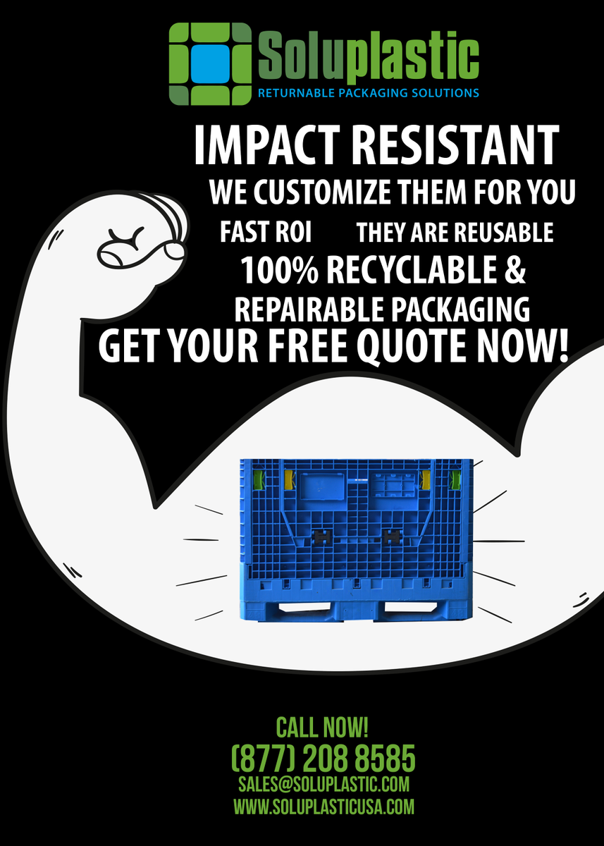 SoluplasticUsa's tweet photo. Our Collapsible Containers have the #HighestQuality

Save by purchasing #RefurbishedBulkContainers!

Phone. (877)208 8585
Email. sales@soluplastic.com
https://t.co/kDBowgilng

#Soluplastic #Collapsible #Containers #CollapsibleBulkContainers #EcologicalPackaging #ThursdayThoughts https://t.co/jofHQGzRBP