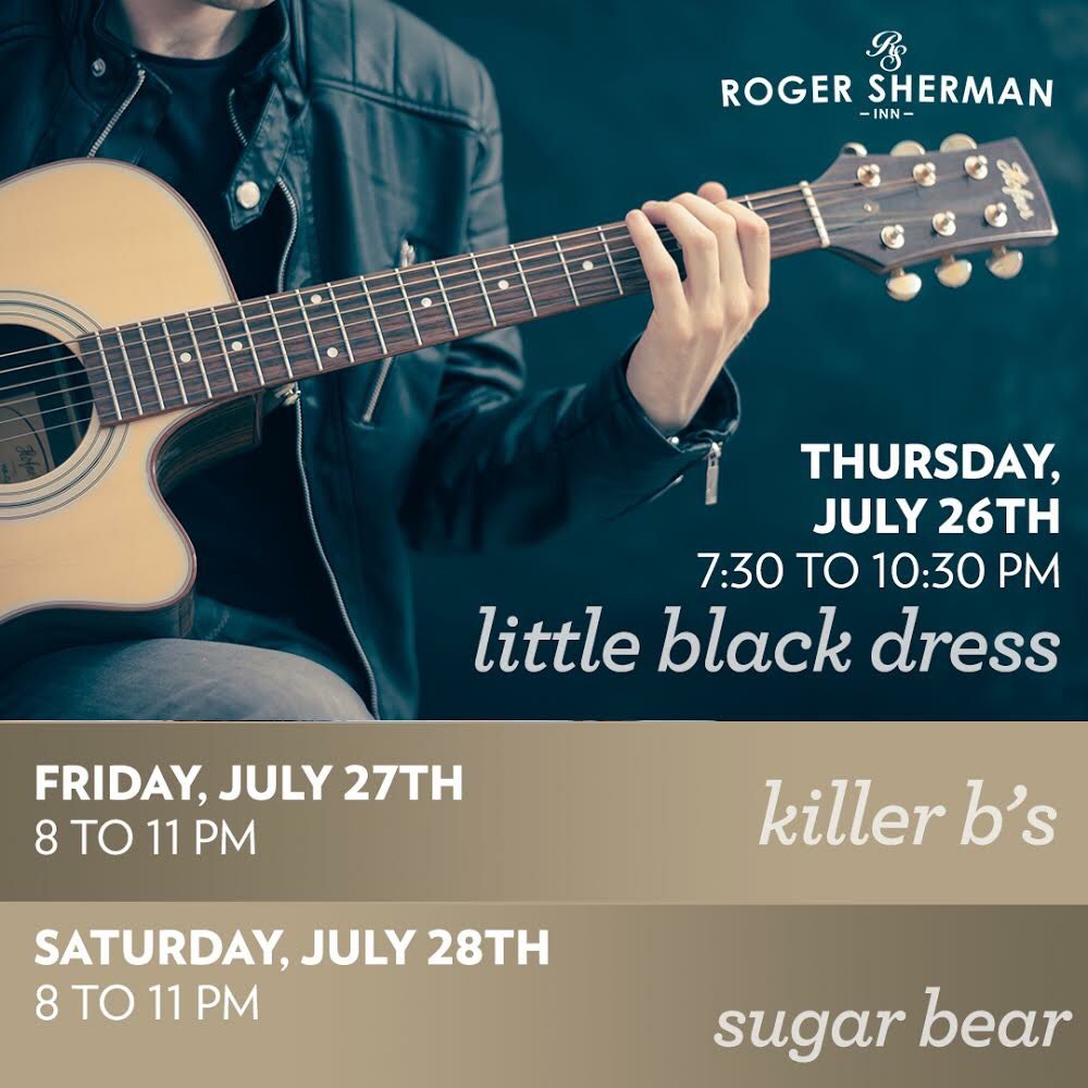 RogerShermanInn's tweet photo. We're excited to bring you another weekend of live music! Check out our unplugged schedule:
Tonight from 7:30-10:30pm: Little Black Dress
Tomorrow from 8-11pm: Killer B's
Saturday from 8-11pm: Sugar Bear https://t.co/RmaTPT8zGd