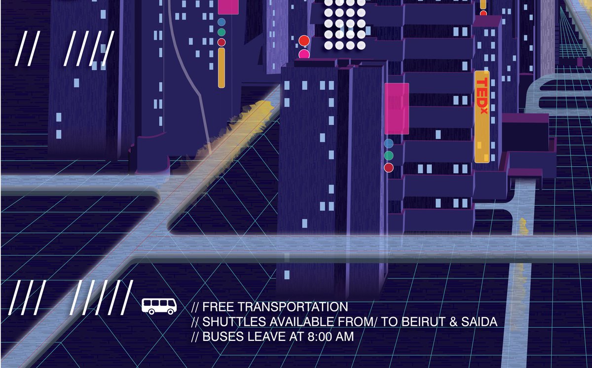 TEDxBAUDebbieh provides free  transportation from the start till the very end. Buses will be waiting for you, whether in Beirut or Saida @ 8:00 AM ! “
(Contact us to get your bus seat preserved ! )
