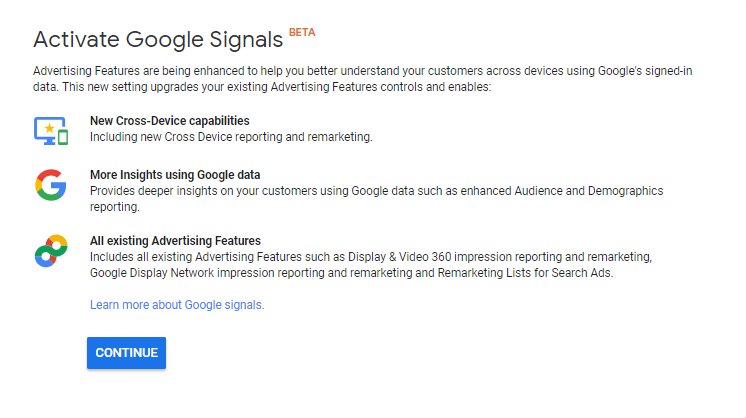 AbsoluteDMedia's tweet image. We're so excited about the new @googleanalytics Signals feature. Are you able to see the beta version yet?! bit.ly/2LQlA6M #GoogleSignals #GoogleUpdate 👏
