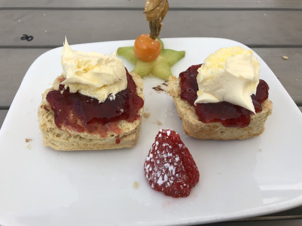 Jam_First's tweet photo. Yum yum yum! Thanks @TheWaymarker. We loved your #SquareScones. We even tried #ChocolateChipScones for the first time. See you again soon. #VisitedByJF #JamFirst #JamFirstPerfection #LoveTheCrust. https://t.co/5dNr3vpqpw