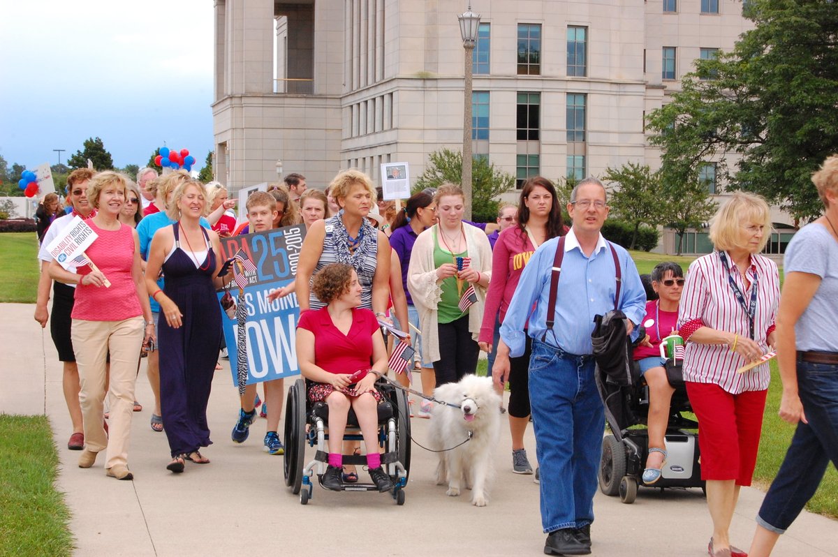 D_R_Iowa's tweet photo. It's the 28th anniversary of the Americans with Disabilities Act! How has the ADA impacted your life? #ADA28 #ADA https://t.co/26O4UHG6Eh