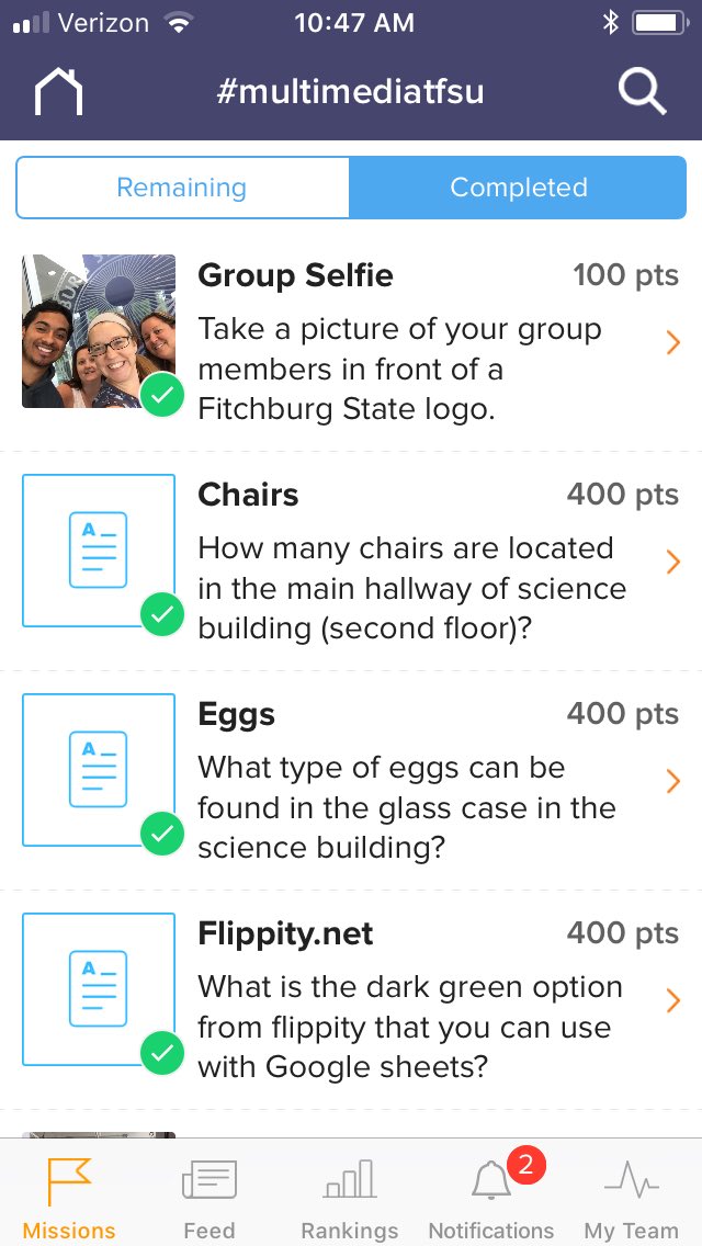 marini_math's tweet photo. Running around FSU on a @GooseChaseEDU  #multimediafsu https://t.co/Q1ts5AwTn7