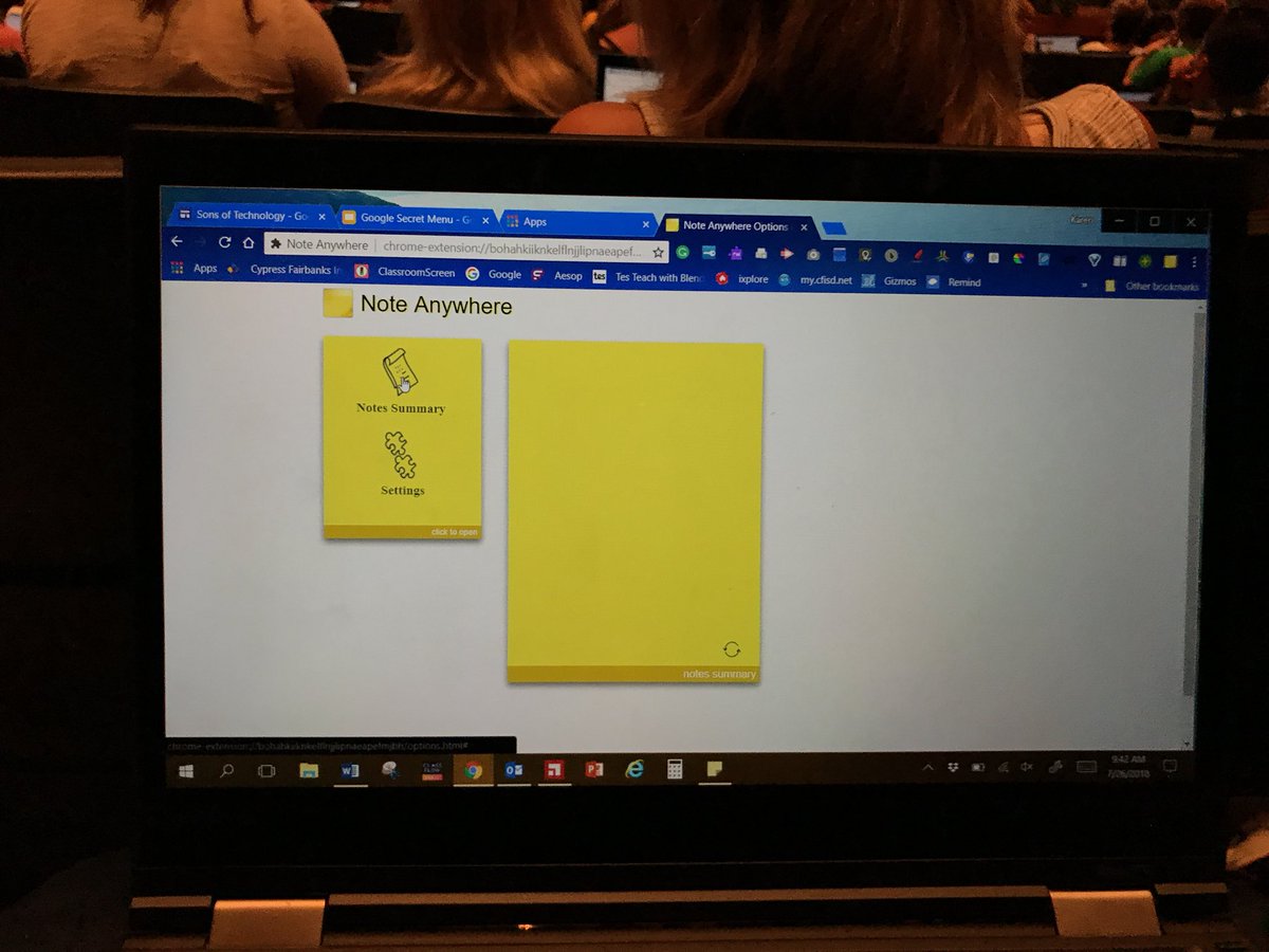 Counsel_KMalone's tweet photo. Notes Anywhere will eliminate having sticky notes all over your screen. Yay! @KHM2008 #CFISDWalker #CDWGetsIT #CFISDDLC @JoeMarquez70 https://t.co/4g7POJ48es