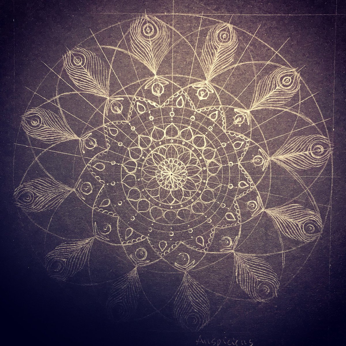 イワモトユキコ 幸運を呼ぶ曼荼羅アート 新しい 曼荼羅アート の下書きです もう少し変更しそうだけど 孔雀の羽根が吉兆を運んでくれますように 幸運 ペン画 スピリチュアルアート