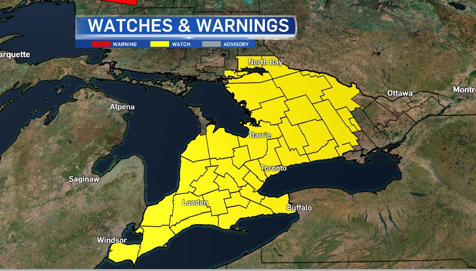 Severe Thunderstorm Watch now in effect for most of Central and Southern Ontario #onstorm #Barrie